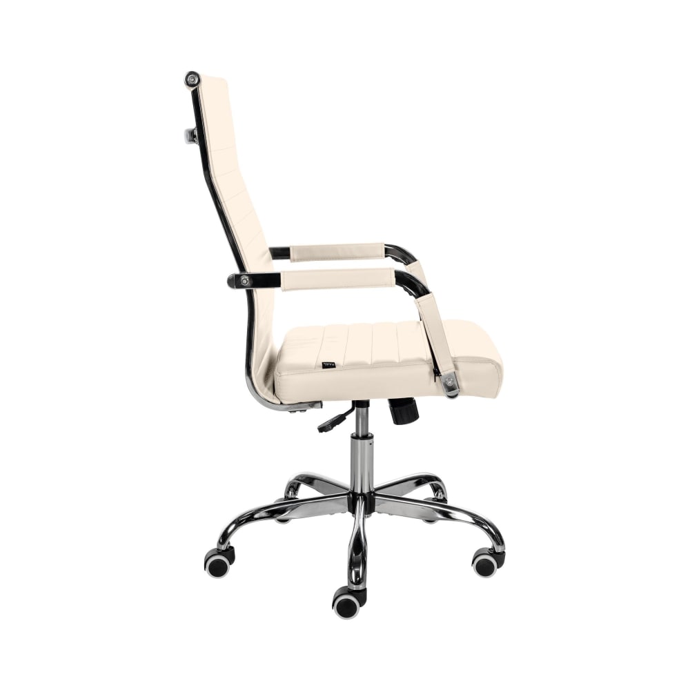 Chaise de bureau Amadora crème avec accoudoirs et piètement chromé — vue 4