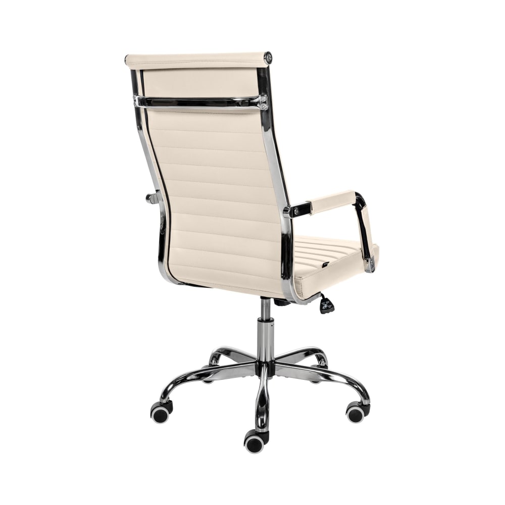 Chaise de bureau Amadora crème avec accoudoirs et piètement chromé — vue 5