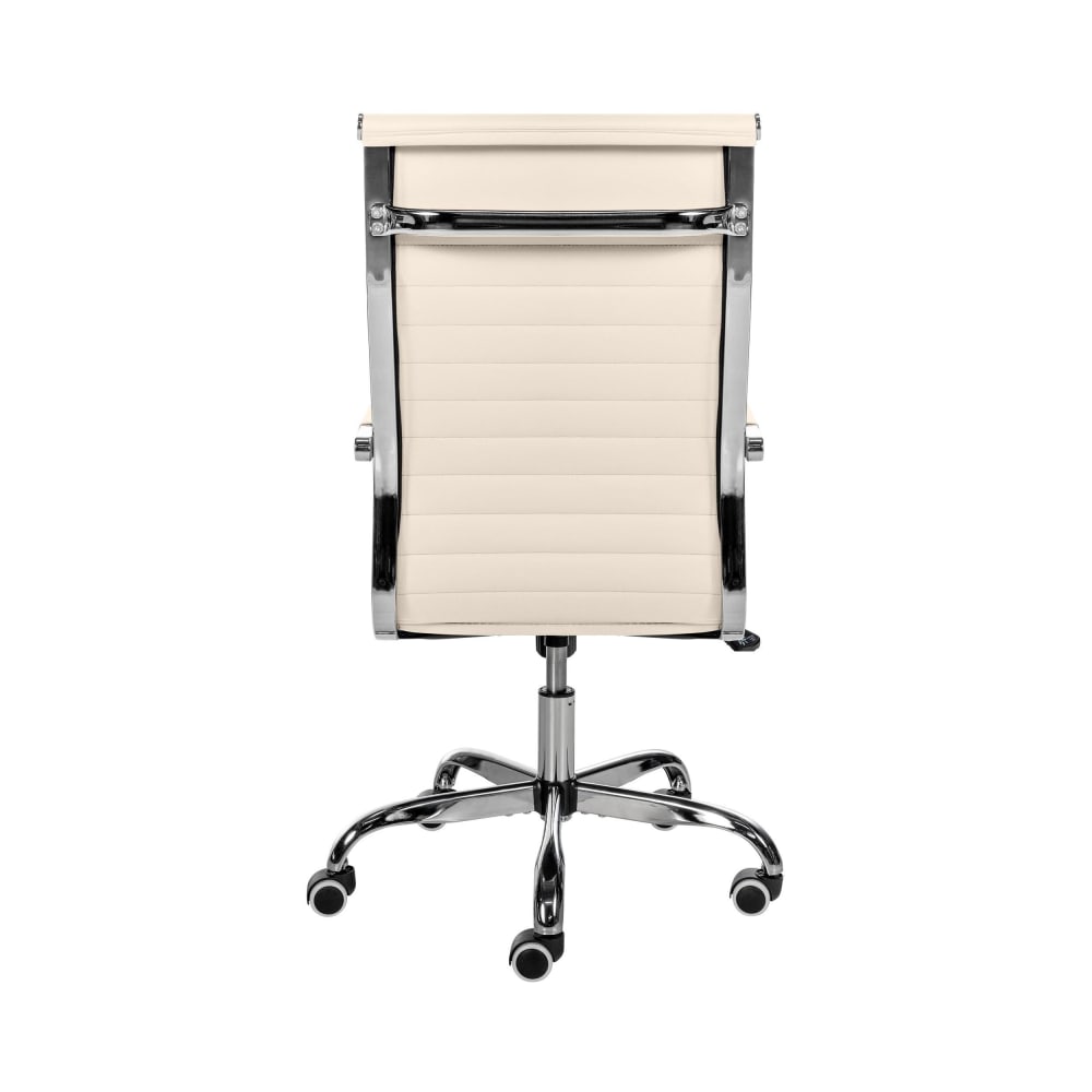 Chaise de bureau Amadora crème avec accoudoirs et piètement chromé — vue 6