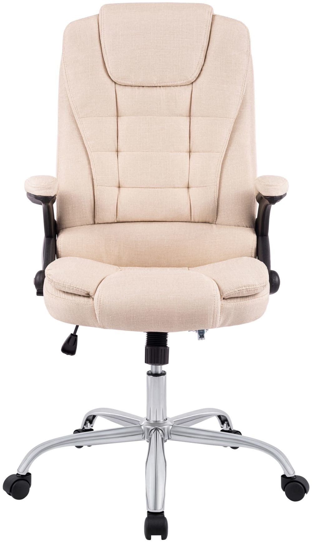 Chaise de bureau Thor en tissu crème, pivotante, avec piètement chromé — vue 3