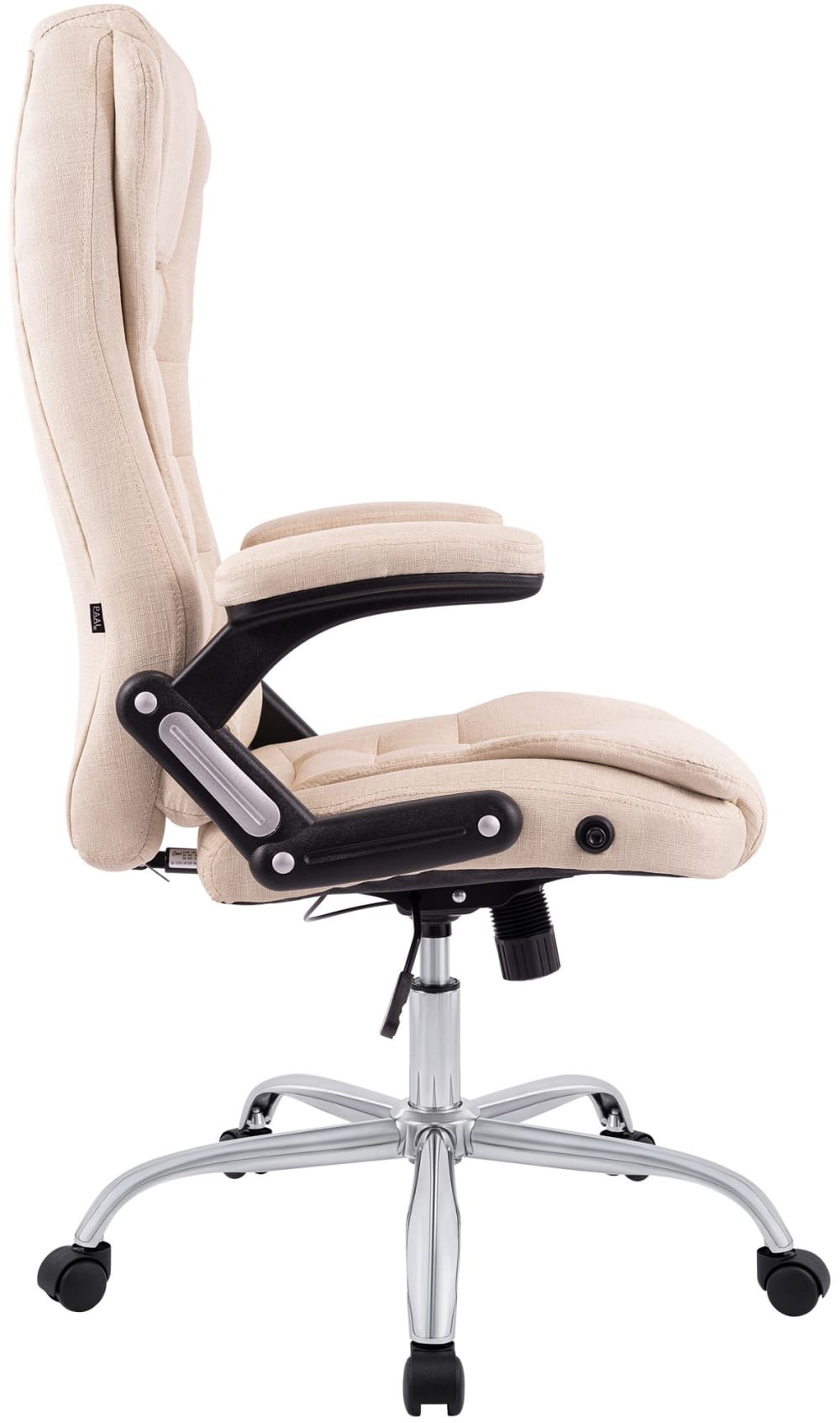 Chaise de bureau Thor en tissu crème, pivotante, avec piètement chromé — vue 4