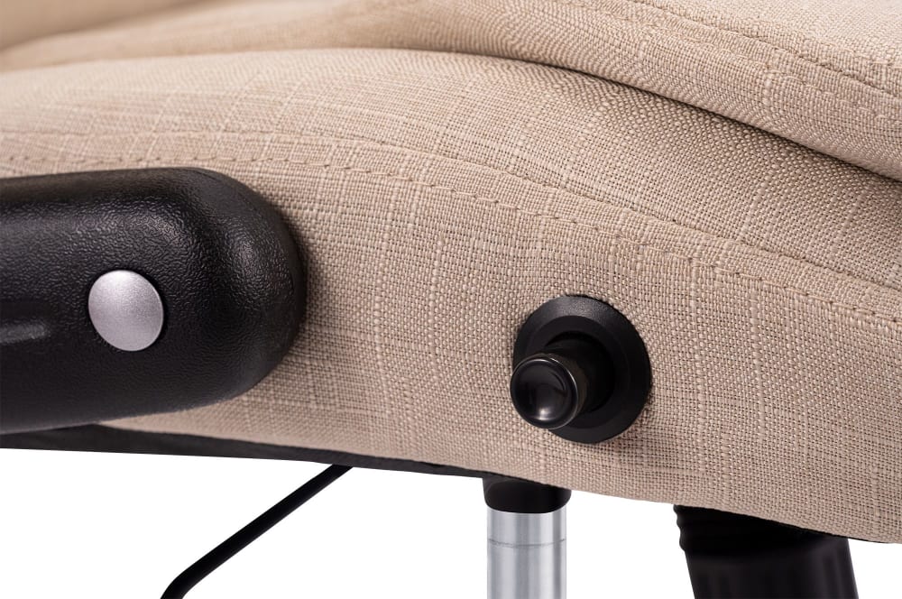 Chaise de bureau Thor en tissu crème, pivotante, avec piètement chromé — vue 6