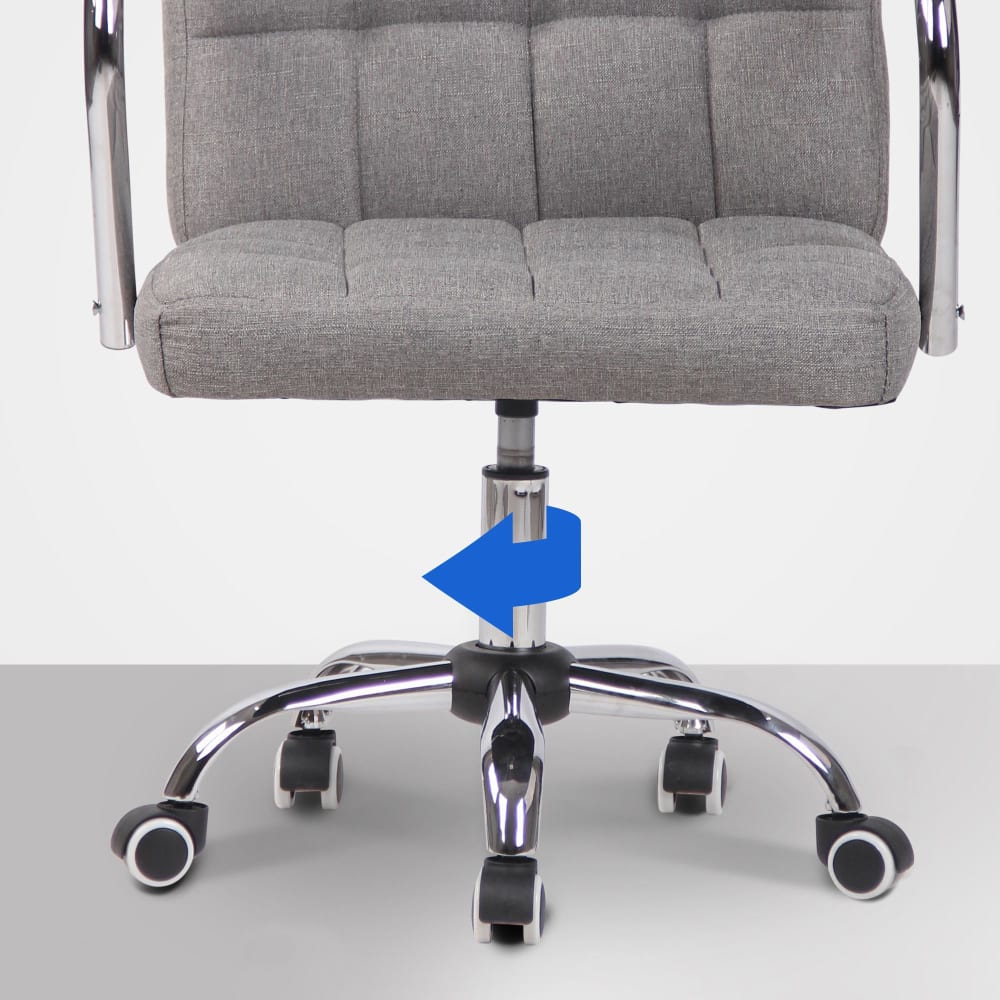 Chaise de bureau CLP Terni grise en tissu avec assise rembourrée et piètement chromé — vue 4