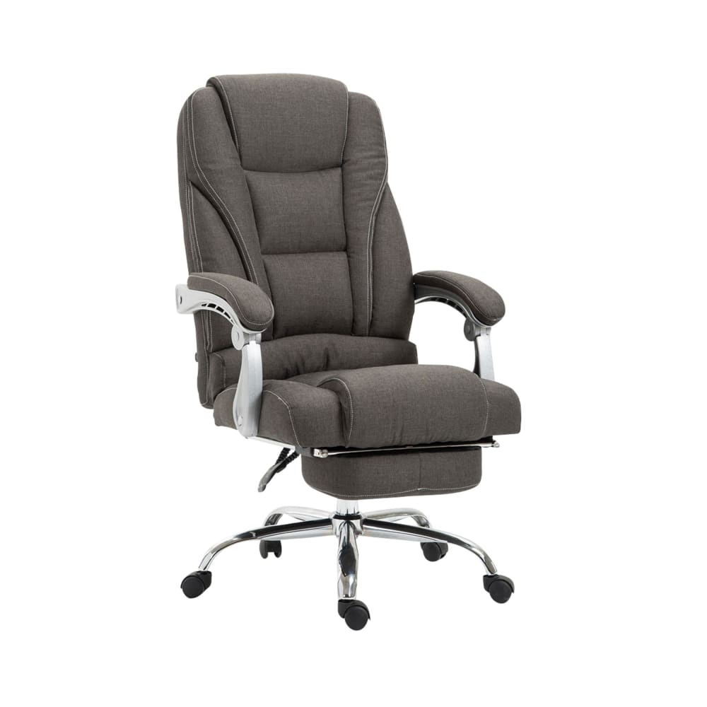 Fauteuil de bureau Pacific gris foncé avec repose-pieds intégré et piètement chromé