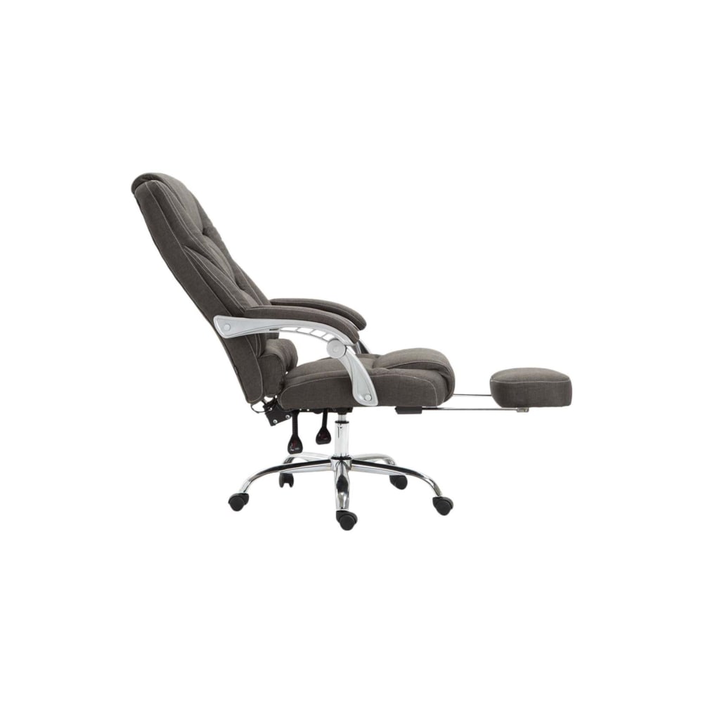 Fauteuil de bureau Pacific gris foncé avec repose-pieds intégré et piètement chromé — vue 3
