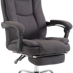 Chaise de bureau Castle en tissu gris foncé avec repose-pieds intégré