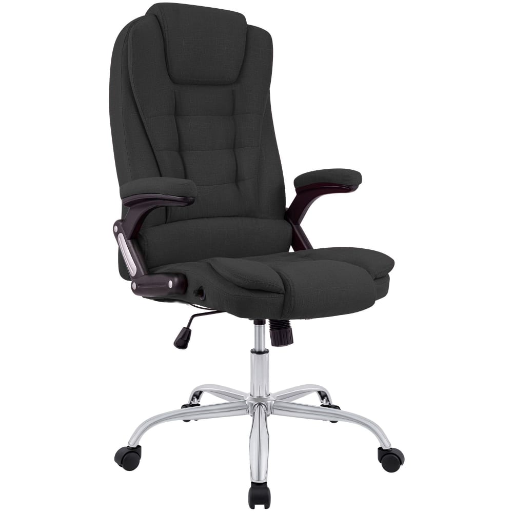 Chaise de bureau Thor CLP en tissu gris foncé avec piètement chromé