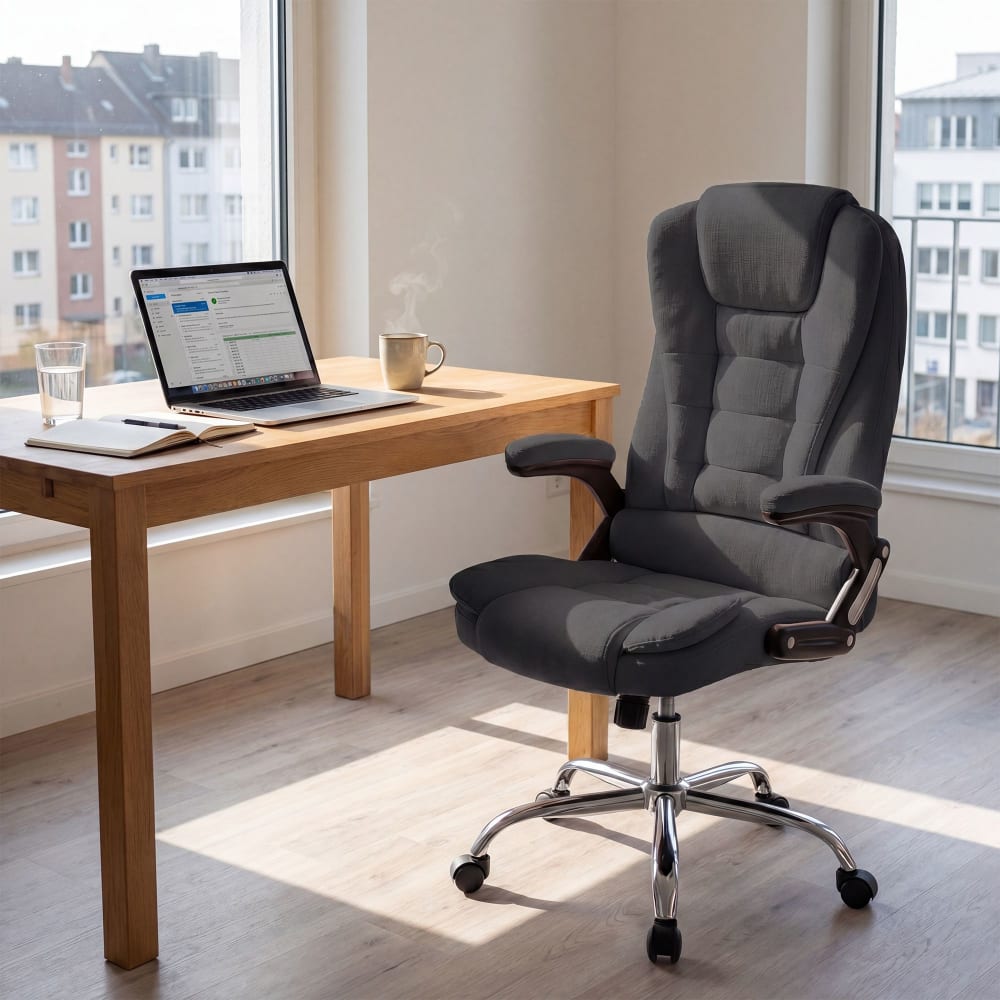 Chaise de bureau Thor CLP en tissu gris foncé avec piètement chromé — vue 2