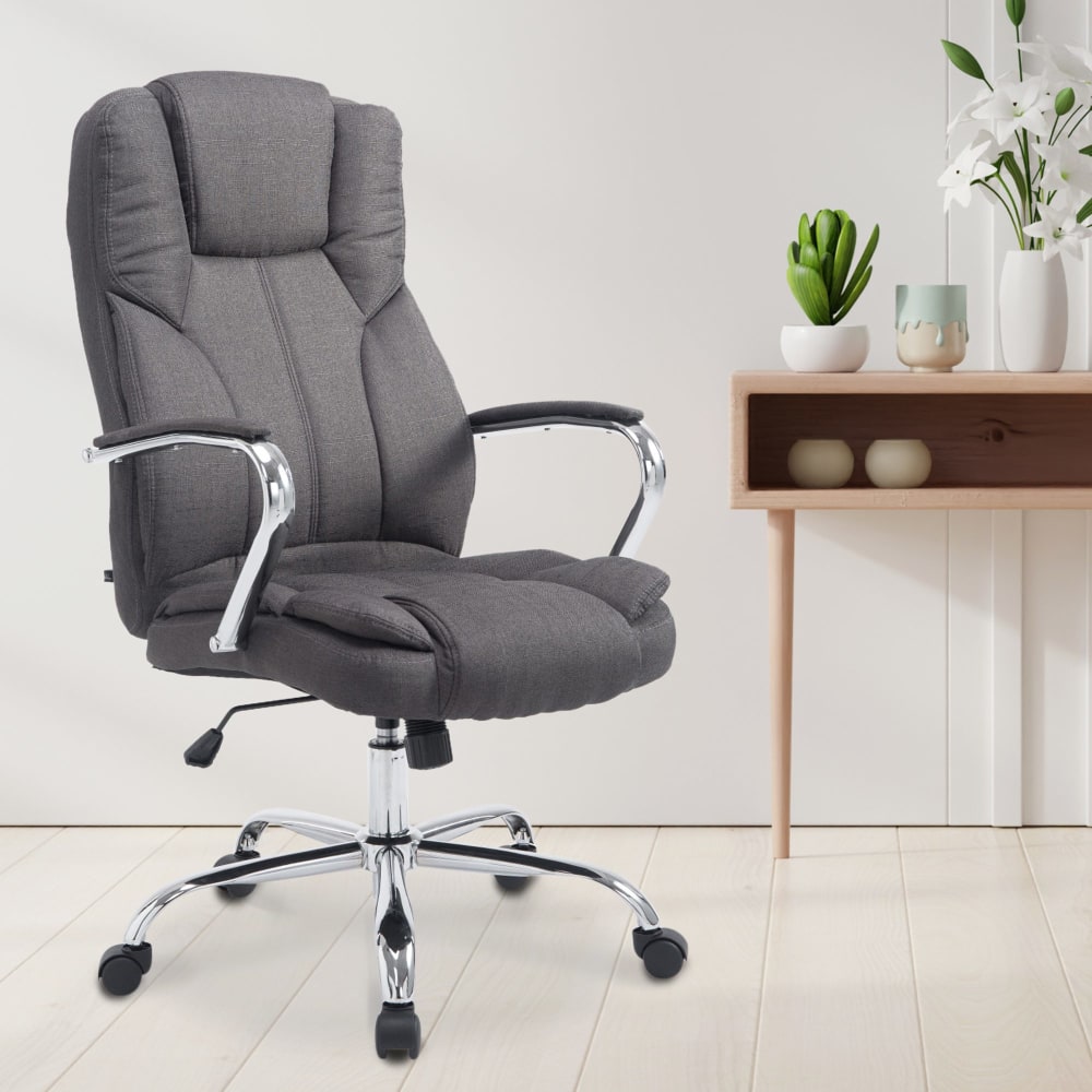 Fauteuil de bureau CLP Xanthos en tissu gris foncé, pivotant et réglable en hauteur — vue 7