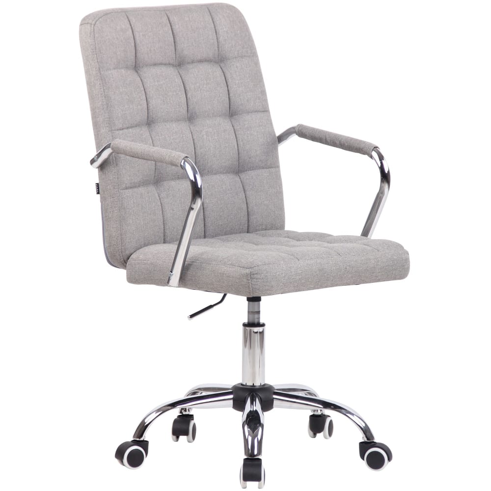 Chaise de bureau CLP Terni grise en tissu avec assise rembourrée et piètement chromé