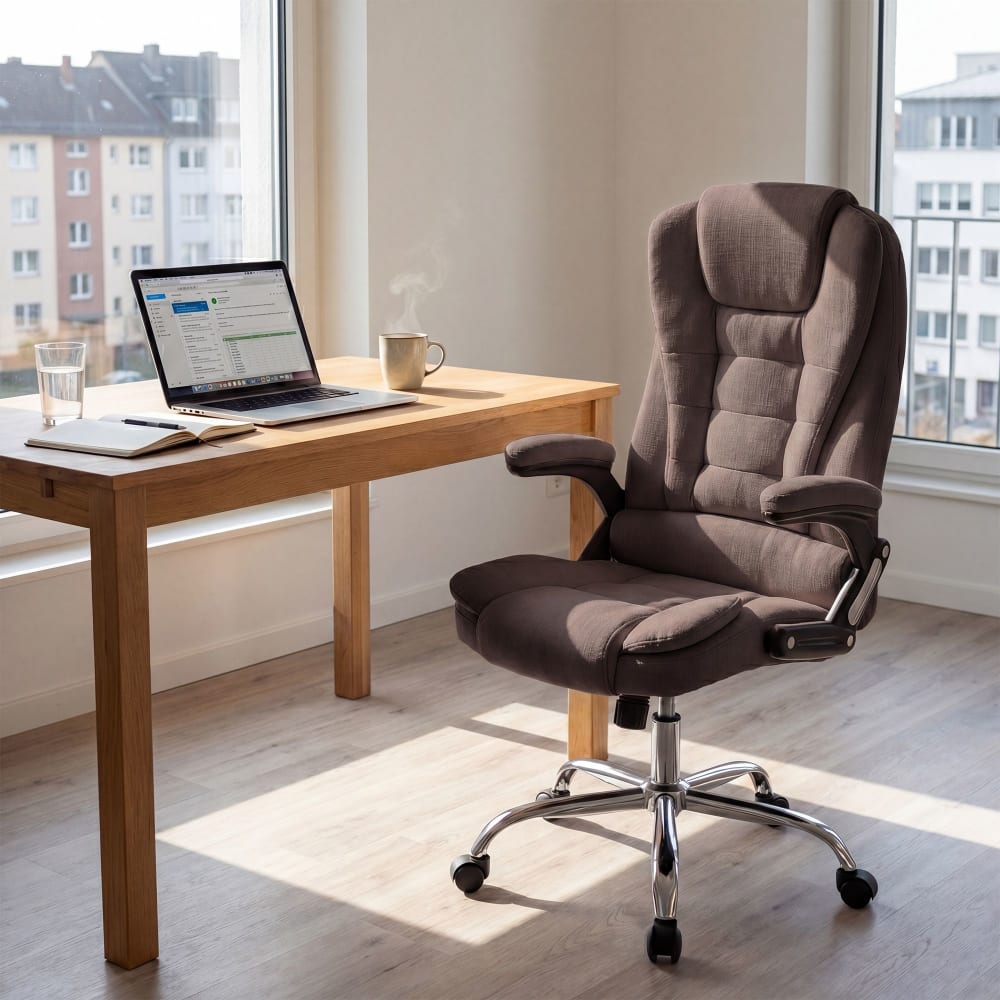 Chaise de bureau Thor CLP marron avec dossier inclinable et piètement chromé — vue 2