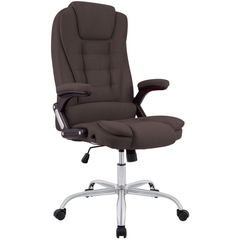 Chaise de bureau Thor CLP marron avec dossier inclinable et piètement chromé
