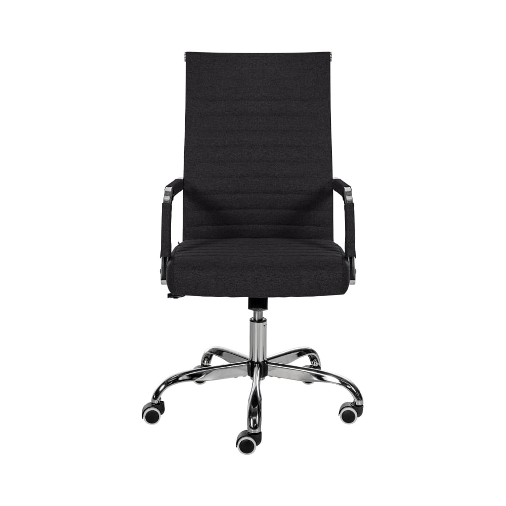 Chaise de bureau CLP Amadora noire en tissu, avec accoudoirs et piètement chromé — vue 2