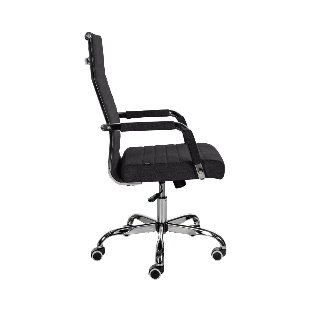 Chaise de bureau CLP Amadora noire en tissu, avec accoudoirs et piètement chromé — vue 4