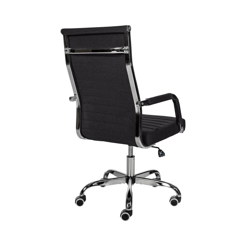 Chaise de bureau CLP Amadora noire en tissu, avec accoudoirs et piètement chromé — vue 5