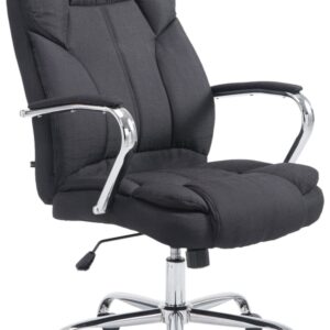Chaise de bureau CLP Xanthos noire en tissu avec accoudoirs et roulettes