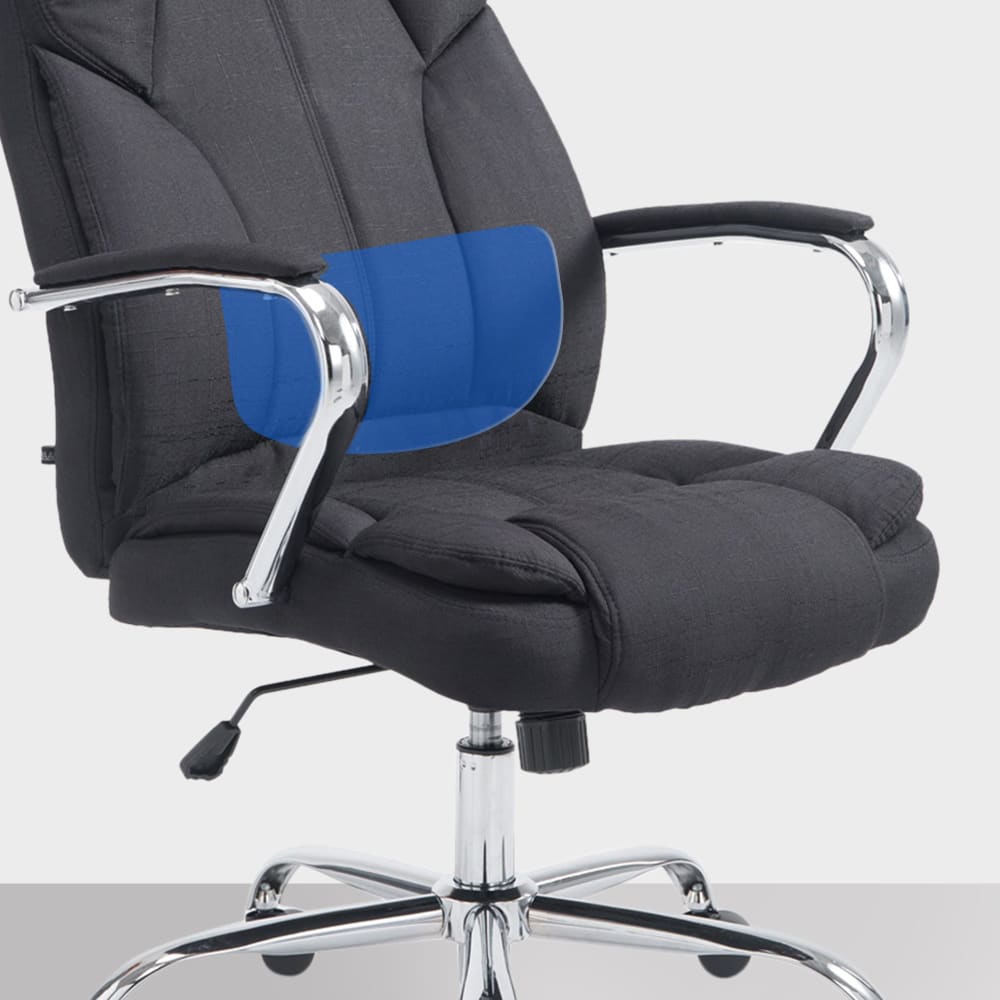 Chaise de bureau CLP Xanthos noire en tissu avec accoudoirs et roulettes — vue 6