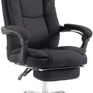 Chaise de bureau Castle CLP noire avec accoudoirs et repose-pieds intégré
