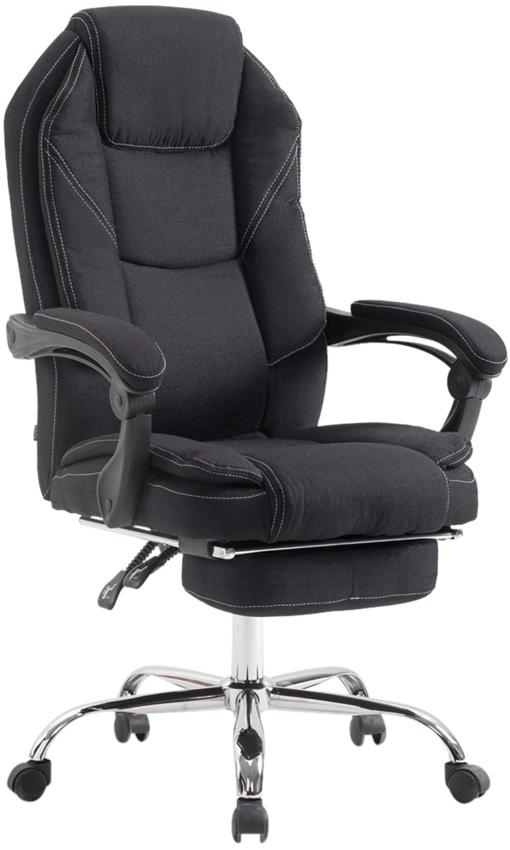 Chaise de bureau Castle CLP noire avec accoudoirs et repose-pieds intégré