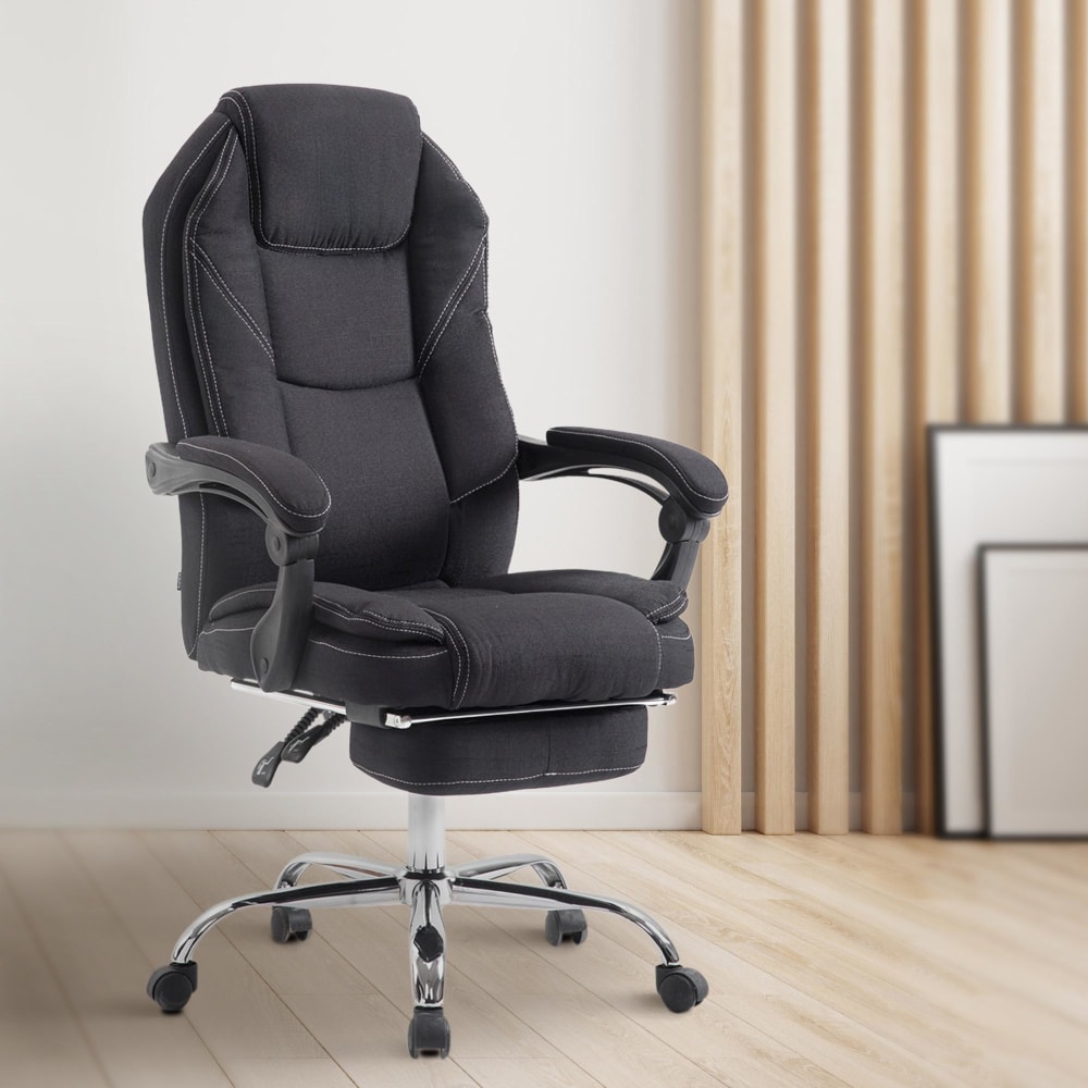 Chaise de bureau Castle CLP noire avec accoudoirs et repose-pieds intégré — vue 3