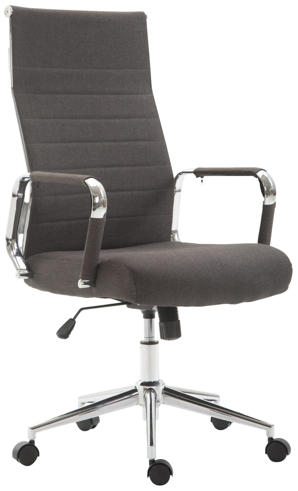 Chaise de bureau Kolumbus pivotante en tissu gris foncé avec piètement métallique