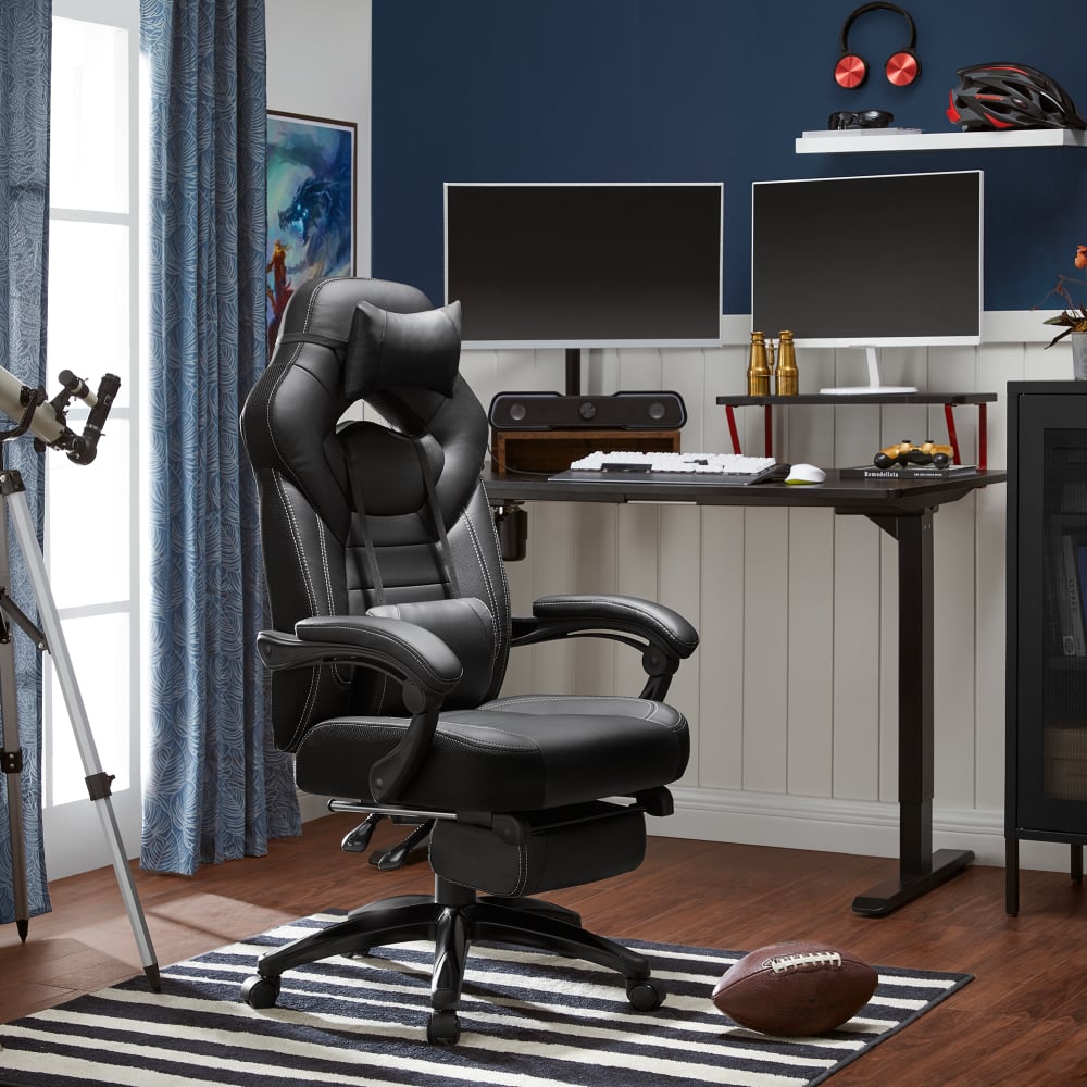 Chaise de bureau SONGMICS noire avec repose-pieds télescopique et dossier haut — vue 2