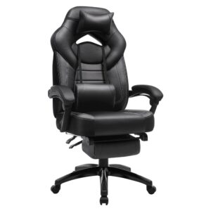 Chaise de bureau SONGMICS noire avec repose-pieds télescopique et dossier haut