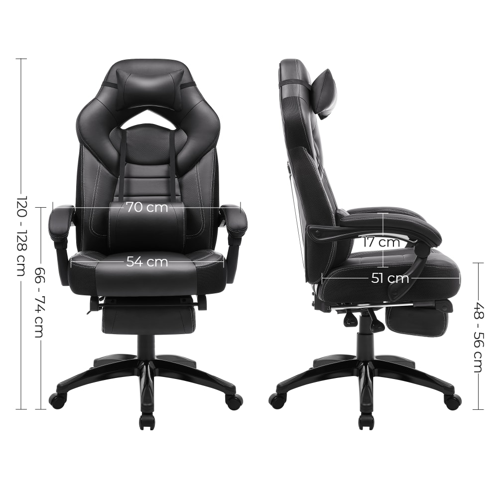 Chaise de bureau SONGMICS noire avec repose-pieds télescopique et dossier haut — vue 6