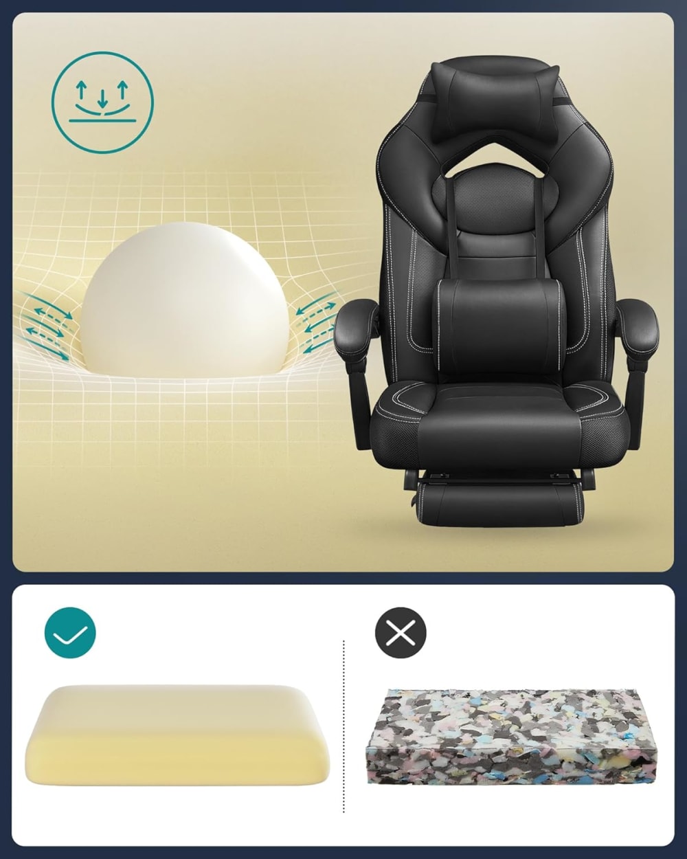 Chaise de bureau SONGMICS noire avec repose-pieds télescopique et dossier haut — vue 7
