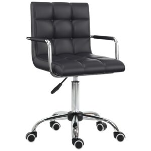 Chaise de bureau Homcom noire capitonnée avec accoudoirs et pieds chromés