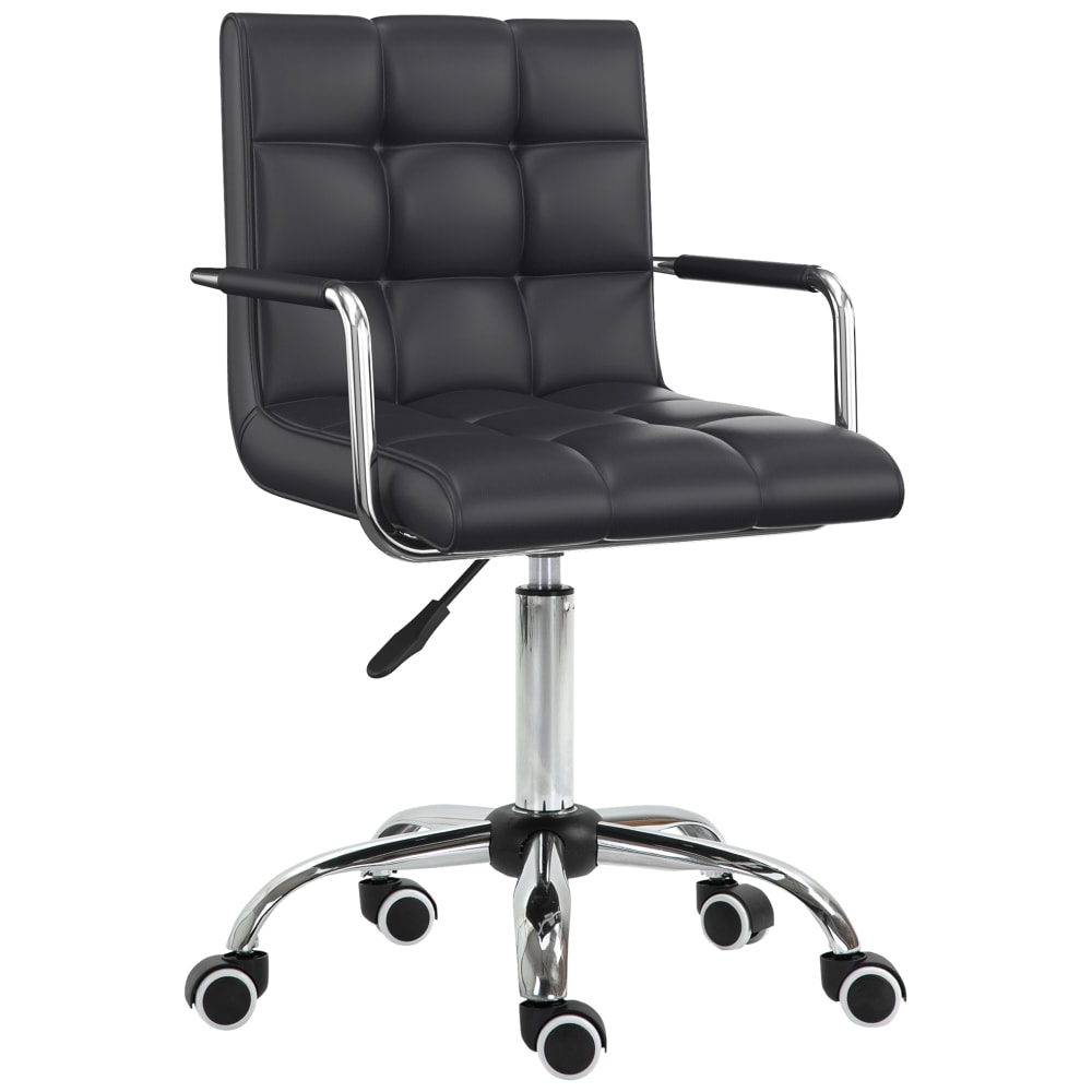 Chaise de bureau Homcom noire capitonnée avec accoudoirs et pieds chromés