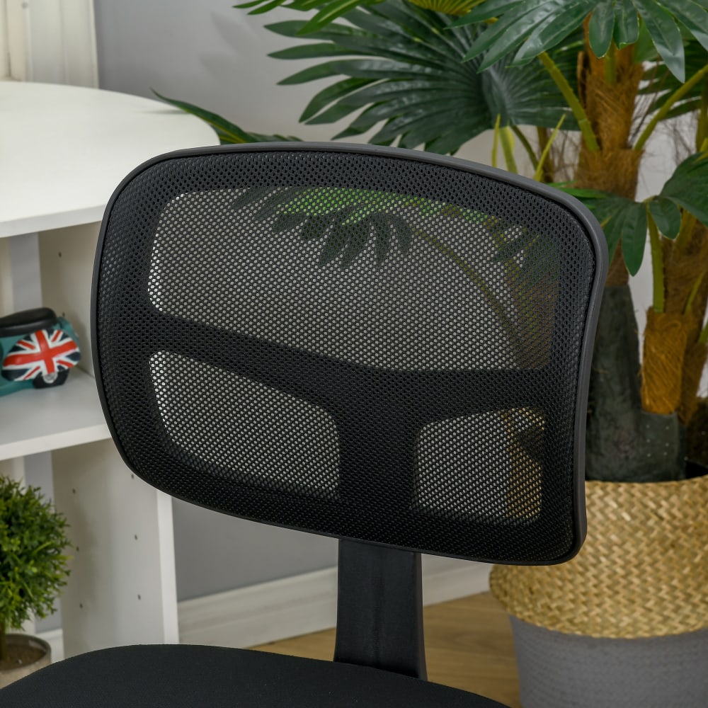Chaise de bureau Vinsetto noire sans accoudoirs, dossier en maille et base à roulettes — vue 5