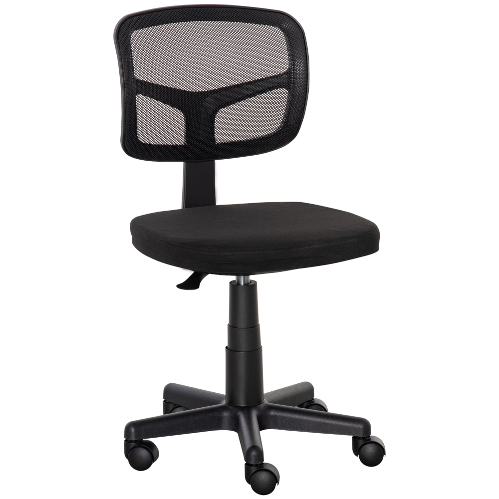 Chaise de bureau Vinsetto noire sans accoudoirs, dossier en maille et base à roulettes