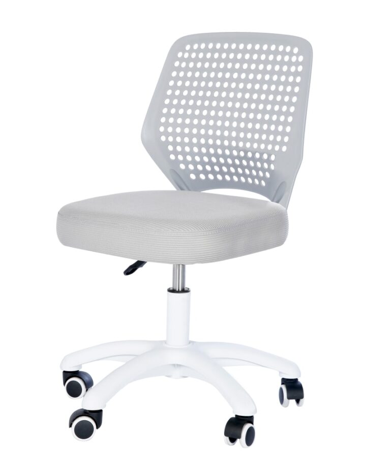 Chaise de bureau roba pivotante avec assise grise et structure blanche