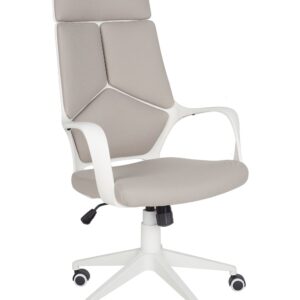 Chaise de bureau Beliani taupe avec dossier haut et appui-tête rembourré