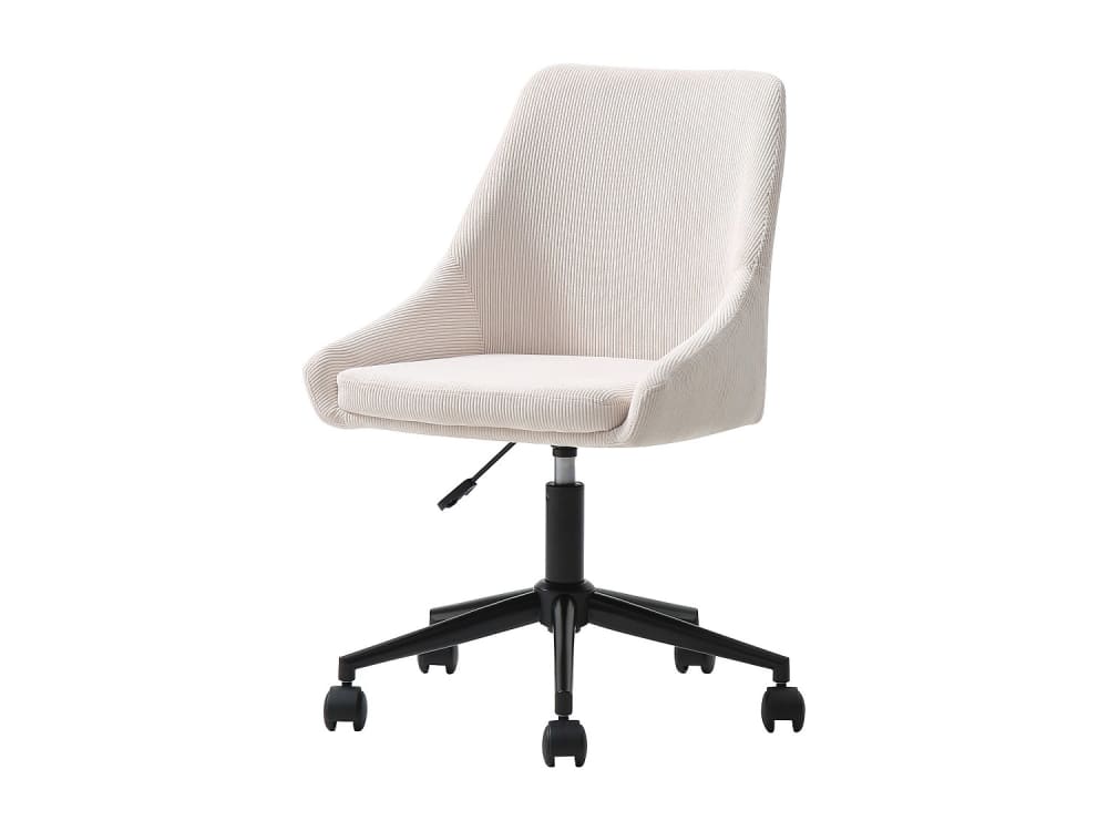 Chaise de bureau MASURIE en velours côtelé noir, avec roulettes et piètement métal — vue 3