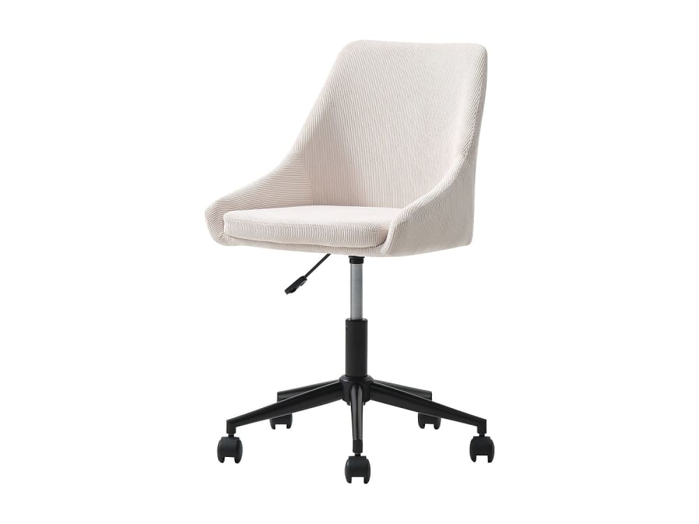 Chaise de bureau MASURIE en velours côtelé noir, avec roulettes et piètement métal — vue 4