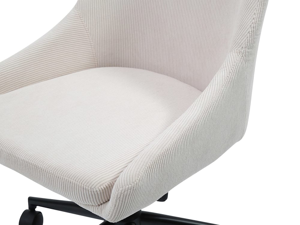 Chaise de bureau MASURIE en velours côtelé noir, avec roulettes et piètement métal — vue 5
