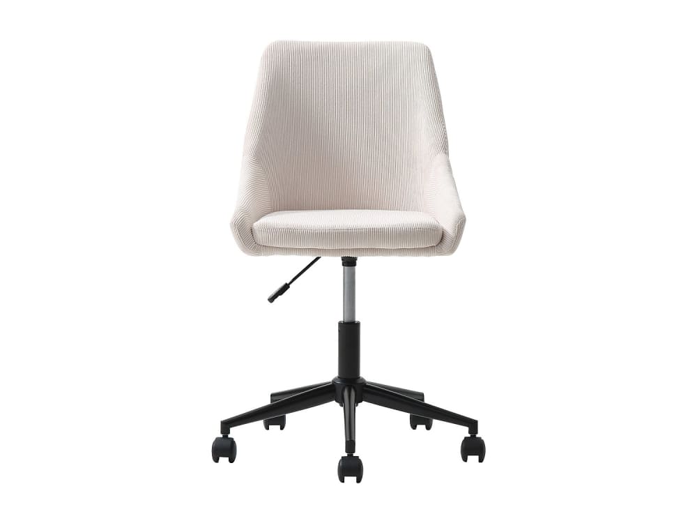 Chaise de bureau MASURIE en velours côtelé noir, avec roulettes et piètement métal