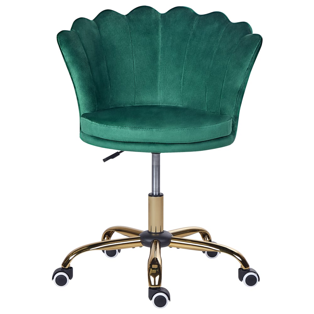 Chaise de bureau Beliani en velours avec base étoile chromée et roulettes — vue 3