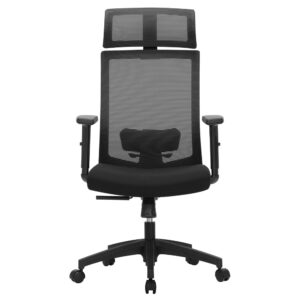 Chaise de bureau SONGMICS noire en maille avec appui-tête réglable et roulettes