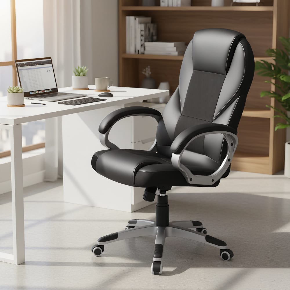 Fauteuil de bureau SONGMICS noir pivotant avec assise rembourrée et hauteur réglable — vue 4