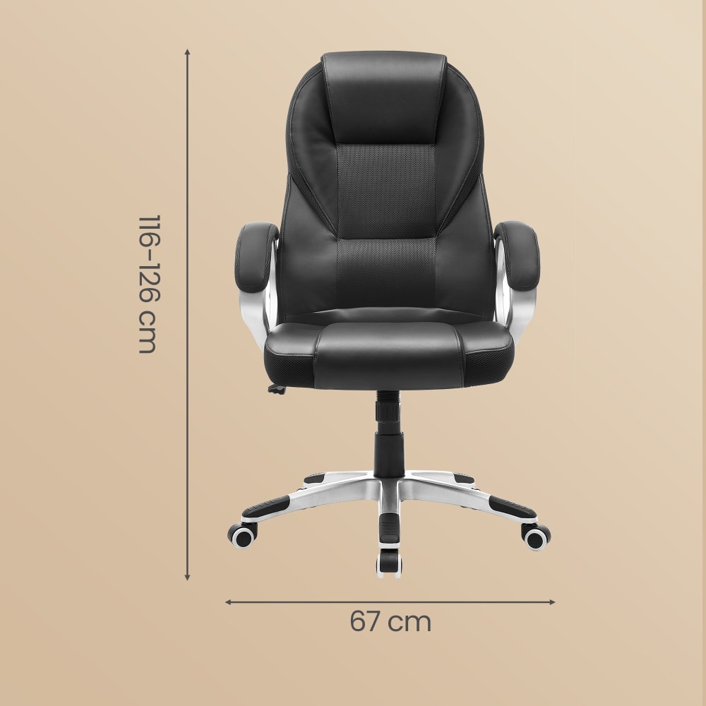 Fauteuil de bureau SONGMICS noir pivotant avec assise rembourrée et hauteur réglable — vue 5