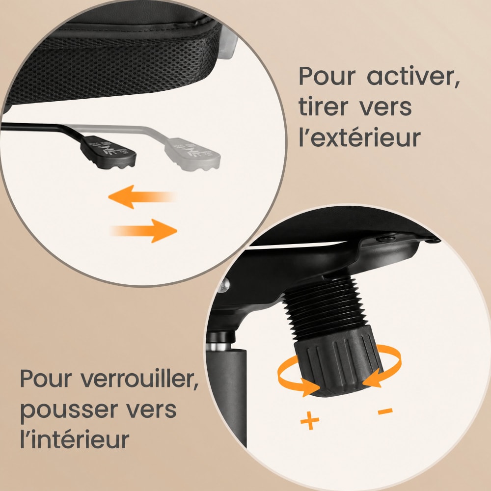 Fauteuil de bureau SONGMICS noir pivotant avec assise rembourrée et hauteur réglable — vue 6