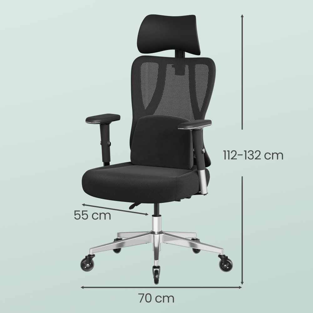 Chaise de bureau SONGMICS noire avec dossier en maille et appui-tête réglable — vue 5