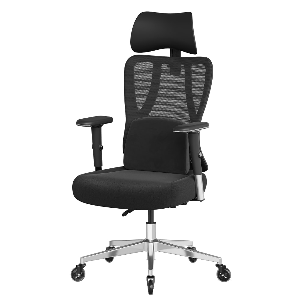 Chaise de bureau SONGMICS noire avec dossier en maille et appui-tête réglable