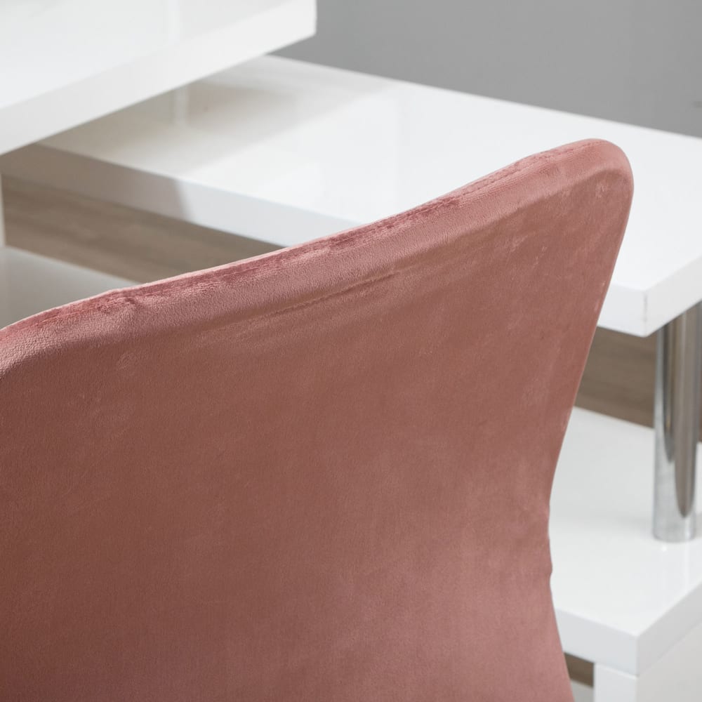 Chaise de bureau Vinsetto en velours rose et piètement doré — vue 5