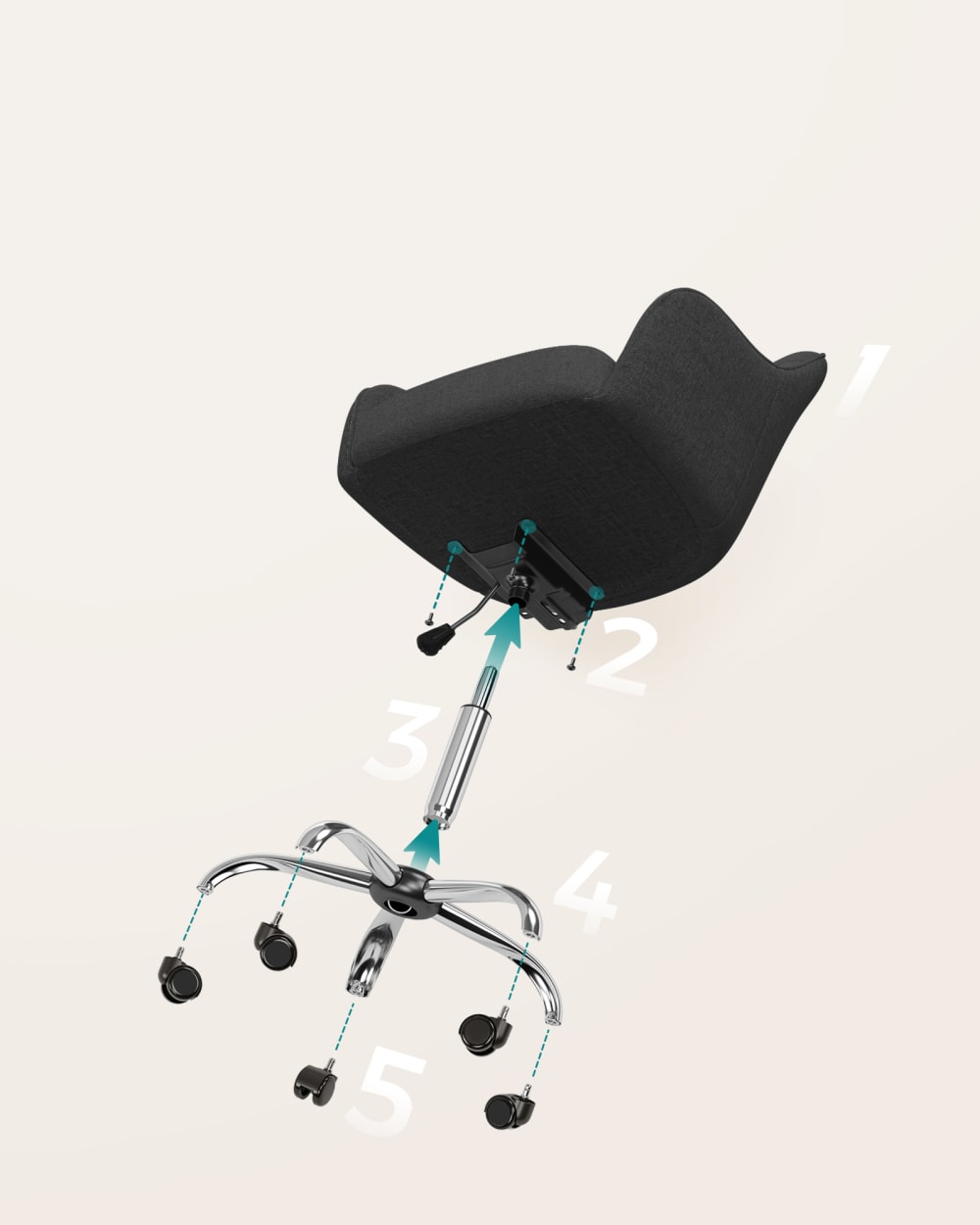 Chaise de bureau SONGMICS pivotante noire avec assise en tissu coton-lin — vue 8