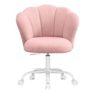 Chaise de bureau SONGMICS rose avec dossier pétale et roulettes