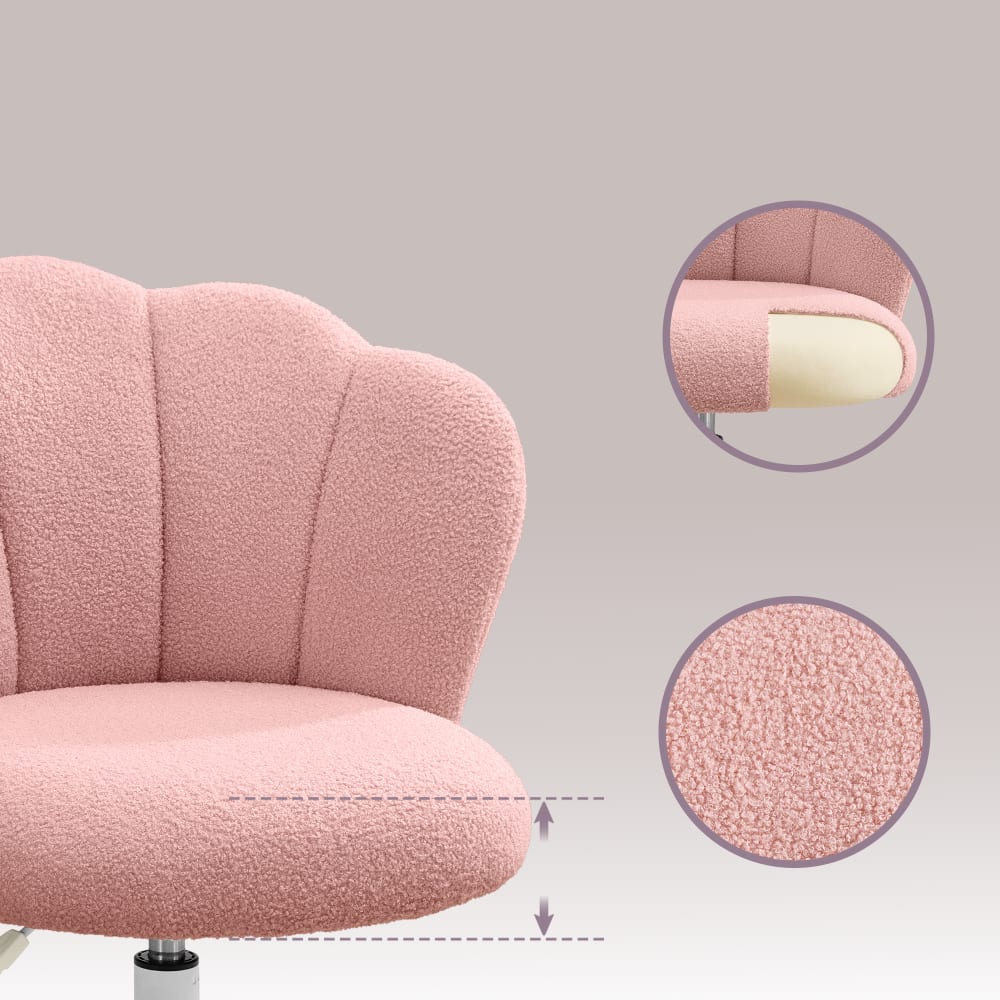 Chaise de bureau SONGMICS rose avec dossier pétale et roulettes — vue 6